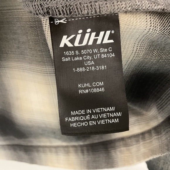 KUHL Men's Flannel Long Sleeve Shirt Plaid Blk/Wte Sz Medium - Picture 4 of 8